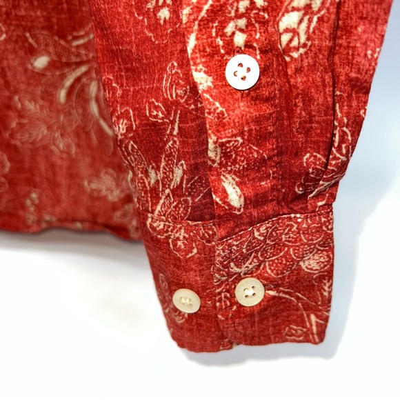 Ralph Lauren Women's Red Floral Toile Print Button Down Shirt-Size L - Picture 9 of 12